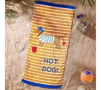 Catherine Lansfield Hot Dog Toalla de Playa, Algodón, 76 x 160 cm, Color Naranja