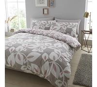 Catherine Lansfield Inga Leaf Blush - Juego de Funda nórdica 200 x 200 + 2 (50 x 80 cm)