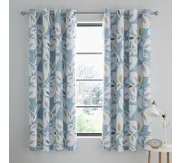 Catherine Lansfield Inga Leaf - Cortinas con Ojales (167 x 182 cm), Color Verde Azulado