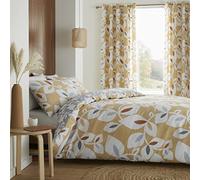 Catherine Lansfield Inga Leaf Gold Funda Nórdica + Funda de Almohada Cama 180cm - 260x240+ 2(50x110)
