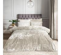 Catherine Lansfield - Juego de edredón de Terciopelo Arrugado, poliéster, Natural, King Duvet Set