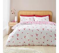 Catherine Lansfield Juego de Funda de edredón y Funda de Almohada para Cama Individual, diseño de corazón de sirsaca y Color Blanco