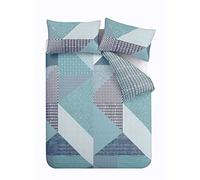 Catherine Lansfield Larsson Geo Easy Care - Juego de Funda de edredón Doble, Color Verde Azulado