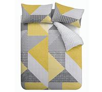 Catherine Lansfield Larsson Geo Easy Care - Juego de Funda de edredón para Cama Individual, Color Ocre