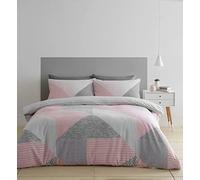 Catherine Lansfield Larsson Geo Easy Care - Juego de Funda de edredón para Cama tamaño King, Color Rosa
