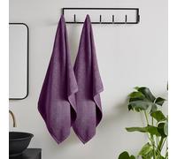 Catherine Lansfield Quick Dry Cotton - Juego de Toallas de baño (90 x 140 cm), Color Morado