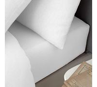 Catherine Lansfield Sábana Bajera Ajustable de algodón Cepillado para Cama Doble, Color Blanco