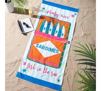 Catherine Lansfield Sardines - Toalla de Playa (algodón, 76 x 160 cm), Color Azul