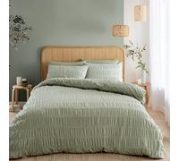 Catherine Lansfield Seersucker - Juego de Funda de edredón y Fundas de Almohada, tamaño Super King, Color Verde Salvia