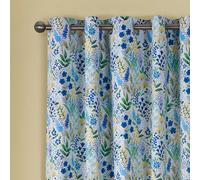 Catherine Lansfield Tilly - Cortinas Florales Totalmente Reversibles de 66 x 90 Pulgadas, con Ojales, Dos Paneles, Color Azul