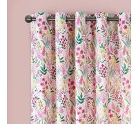 Catherine Lansfield Tilly - Cortinas Florales Totalmente Reversibles de 66 x 90 Pulgadas, con Ojales, Dos Paneles, Color Rosa