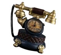 CATIEBYE Reloj Decorativo Estilo Artístico Dorado Modelo de Teléfono Vintage de Resina para Decoración de Mesa en Oficina y Hogar