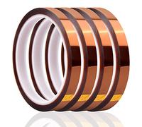 Catime 4 Rollos 10mm x 30m Alta Temperatura Cintas Resistentes al Calor, Cinta Adhesiva de Poliimida, Kapton Tape Cinta Aislante para Sublimacion Soldar Placa de Circuito Aislantes (Marrón)