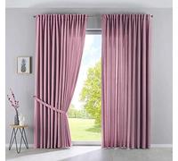 Cationic Jena 2019037-2 - Juego de 2 Cortinas con Trabillas Ocultas, 250 x 300 cm, Aspecto de Lino, Color Rosa Envejecido