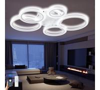 Caufloce Lámpara de Techo Led Inteligente Moderna con Control Remoto y App, 60W Ceiling Lamp Regulable, 3 Temperaturas de Color, Modo Memoria y Timer, Para Dormitorios, Salones y Cocinas, Blanco