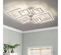 Caufloce Moderna Minimalista Lampara Ventilador con Control Rem y App; Ventilador de 7 Aspas con Luz Led, 6 Velocidades, Silencioso, Regulable y Cuidado de La Vista Para Dormitorios, Salón, Blanco