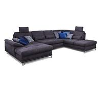 CAVADORE Castiel - Sofá Cama Grande en Forma de U con Cama Ajustable y reposacabezas, 368 x 114 x 232, Color Azul Oscuro