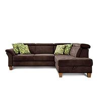 CAVADORE Dormir sofá Ammerland con ottomane Derecho/muelles de sofá en Estilo rústico con Ajustable reposacabezas, y Cama Buzón/245 x 84 x 194/Aspecto de Piel Marrón
