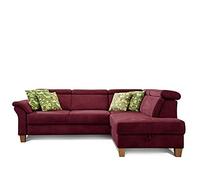 CAVADORE Dormir sofá Ammerland con ottomane Derecho/muelles de sofá en Estilo rústico con Ajustable reposacabezas, y Cama Buzón/245 x 84 x 194/Aspecto de Piel Rojo