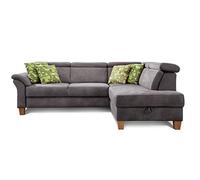 CAVADORE Dormir sofá Ammerland con ottomane Derecho/muelles de sofá en Estilo rústico con Ajustable reposacabezas, y Cama Buzón/245 x 84 x 194/Aspecto de Piel Color Gris Oscuro