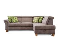 CAVADORE Dormir sofá Ammerland con ottomane Derecho/muelles de sofá en Estilo rústico con Ajustable reposacabezas, y Cama Buzón/245 x 84 x 194/Aspecto de Piel Color Marrón