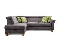 CAVADORE Dormir sofá Ammerland con ottomane Izquierda/muelles de sofá en Estilo rústico con Ajustable reposacabezas, y Cama Buzón/245 x 84 x 194/Aspecto de Piel Color Gris Oscuro
