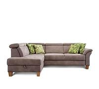 CAVADORE Dormir sofá Ammerland con ottomane Izquierda/muelles de sofá en Estilo rústico con Ajustable reposacabezas, y Cama Buzón/245 x 84 x 194/Aspecto de Piel Color Marrón