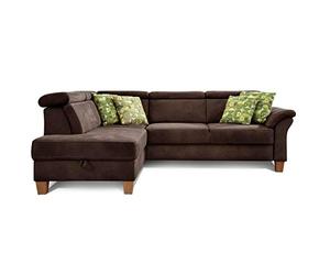 CAVADORE Dormir sofá Ammerland con ottomane Izquierda/muelles de sofá en Estilo rústico con Ajustable reposacabezas, y Cama Buzón/245 x 84 x 194/Aspecto de Piel Marrón