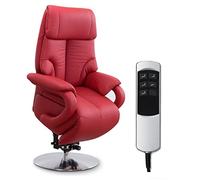 CAVADORE Istanbul - Sillón de Piel con Ayuda para levantarse, función Relax Ajustable eléctricamente, 2 Motores eléctricos, 80 x 115 x 79 cm, Piel auténtica, Color Rojo