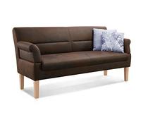 CAVADORE Kira - Sofá de 3 plazas con muelles, Banco para Cocina y Comedor, con función de reposabrazos, 189 x 94 x 81 cm, Aspecto de Piel Envejecida, Color marrón