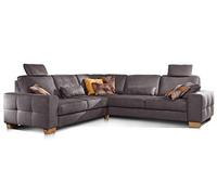 CAVADORE Puccino - Sofá esquinero con núcleo de muelles, función de sueño, Profundidad de Asiento Ajustable y 2 reposacabezas, sofá isósceles en Forma de L de Estilo rústico, 276 x 86 x 271 cm,