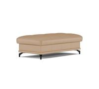 CAVADORE Puf Castiel con Patas de Metal Negro Mate, Ideal como reposapiés, reposapiés, 138 x 48 x 71 cm, Piel auténtica, Color Beige