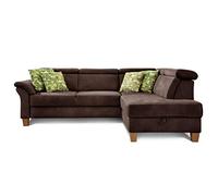 CAVADORE rinconera Ammerland con ottomane Derecho/muelles de sofá en Estilo rústico con Ajustable reposacabezas/245 x 84 x 194/Aspecto de Piel Marrón