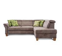 CAVADORE rinconera Ammerland con ottomane Derecho/muelles de sofá en Estilo rústico con Ajustable reposacabezas/245 x 84 x 194/Aspecto de Piel Color Marrón
