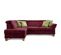 CAVADORE rinconera Ammerland con ottomane Izquierda/muelles de sofá en Estilo rústico con Ajustable reposacabezas/245 x 84 x 194/Aspecto de Piel Rojo