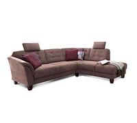 CAVADORE rinconera trond con ottomane Derecho/muelles de sofá en Estilo rústico con 2 reposacabezas y vorziehsitz con Cama Buzón/260 x 89 x 214/tejido marrón