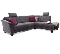 CAVADORE rinconera trond con ottomane Derecho/muelles de sofá en Estilo rústico con 2 reposacabezas y vorziehsitz con Cama Buzón/260 x 89 x 214/tejido Gris