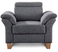 CAVADORE Sillón Ammerland Incluye Núcleo de Muelle Y Cabecero Regulable/Gran Acolchado Sillón en Estilo rústico/Apto para sofá Ammerland/101 x 84 x 93/Estructura plástico Gris