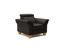 CAVADORE Sillón de Piel auténtica Ammerland, Estilo rústico, con muelles y cabecero Ajustable, 101 x 84 x 93 cm, Piel marrón Oscuro