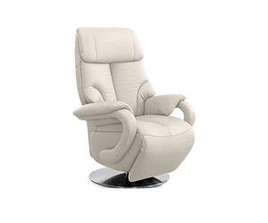 CAVADORE Sillón de Piel Istanbul con función de relajación Ajustable eléctricamente, 2 Motores eléctricos, 80 x 115 x 79 cm, Piel auténtica, Color Blanco
