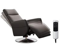 CAVADORE Sillón de TV Cobra con 2 Motores eléctricos, con Mando a Distancia, función de relajación, ergonomía, L, soporta hasta 130 kg, 71 x 112 x 82, Piel auténtica, Color marrón