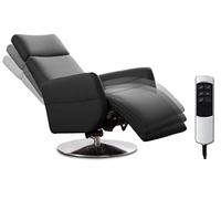 CAVADORE Sillón de TV Cobra con 2 Motores eléctricos, con Mando a Distancia, función de relajación, ergonomía, L, soporta hasta 130 kg, 71 x 112 x 82 cm, Piel auténtica, Color Negro