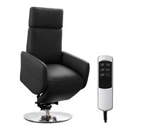 CAVADORE Sillón de TV Cobra con 2 Motores eléctricos y Ayuda para levantarse/Sillón eléctrico con Mando a Distancia/función Relax/hasta 130 kg/M: 71 x 110 x 82 / Piel auténtica Negra