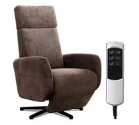 CAVADORE Sillón de TV Cobra con 2 Motores electrónicos, reclinable, función Relax, con Mando a Distancia, Base de Estrella, soporta hasta 130 kg, 71 x 110 x 82, imitación de Piel, Color marrón