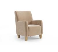 CAVADORE Sillón Vida/Sillón tapizado de diseño Moderno / 74 x 93 x 81 / Microfibra, Color marrón Claro y Beige