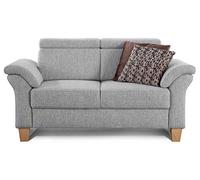 CAVADORE Sofá de 2 plazas Ammerland con muelles en Estilo rústico, Incluye reposacabezas Ajustables, 156 x 84 x 93 cm, Tejido Estructural, Color Gris Claro
