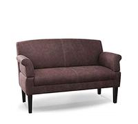 CAVADORE Sofá de 2 plazas Malm, Asiento para Cocina o Comedor en imitación de Piel, Incluye reposabrazos Ajustable, núcleo de muelles y Costuras de Contraste, 152 x 97 x 78 cm, Microfibra: marrón