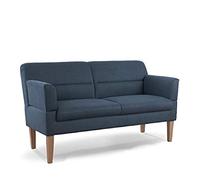 CAVADORE Sofá de Cocina Kira de 2,5 plazas, Banco para Cocina, Comedor o salón, Incluye Brazo Ajustable, fácil eliminación de Manchas Gracias a Soft Clean, 168 x 94 x 81 cm, Tejido Plano: Azul