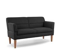 CAVADORE Sofá de Cocina Kira de 2,5 plazas, Banco para Cocina, Comedor o salón, Incluye Brazo Ajustable, fácil eliminación de Manchas Gracias a Soft Clean, 168 x 94 x 81 cm, Tejido Plano: Negro