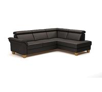 CAVADORE Sofá esquinero de Piel Ammerland con otomana/sofá rústico con muelles + cabecero Ajustable / 245 x 84 x 194 cm/Piel marrón Oscuro